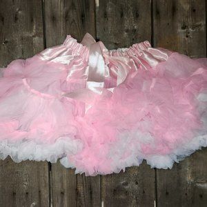 Girls Fluffy Petti Skirt, Size: L (4T-8T) Tutu Skirt,, Color: Lt.Pink/Wh…
